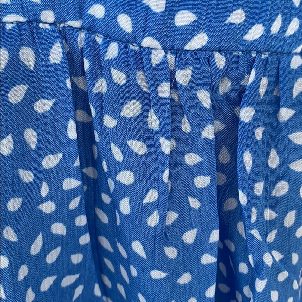 Blue Flutter Sleeve Frill Hemline Trim Dalmatian Dress - Picture 12 of 14